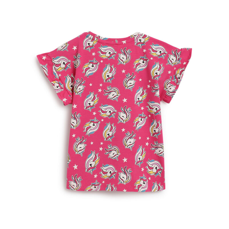 Girls Multicolor Printed T-shirt (Pack of 3) image number 2